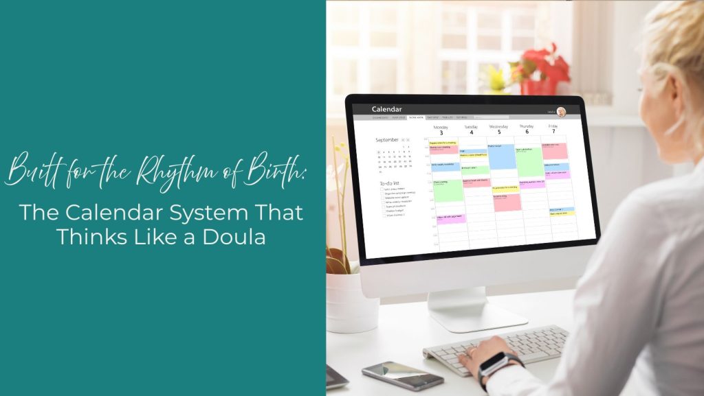 woman sitting at online screen reviewing calendar