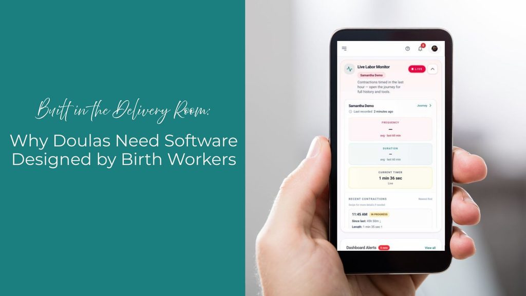 person holding a phone with the birthflow contraction timer on screen