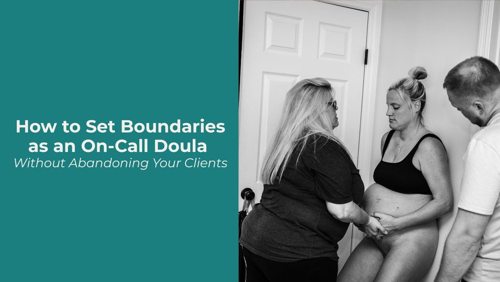 doula supporting belly of woman in labor.